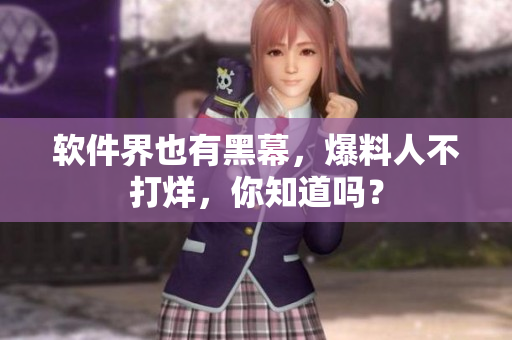 软件界也有黑幕，爆料人不打烊，你知道吗？