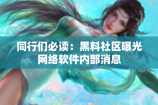 同行们必读：黑料社区曝光网络软件内部消息