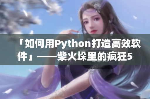 「如何用Python打造高效软件」——柴火垛里的疯狂55集
