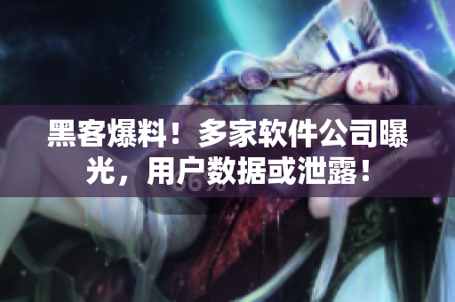 黑客爆料！多家软件公司曝光，用户数据或泄露！