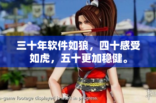 三十年软件如狼，四十感受如虎，五十更加稳健。