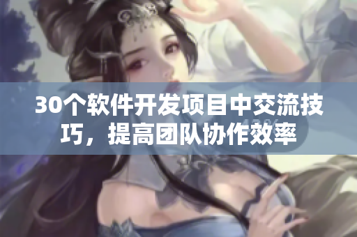 30个软件开发项目中交流技巧，提高团队协作效率