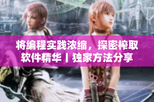 将编程实践浓缩，探密榨取软件精华丨独家方法分享