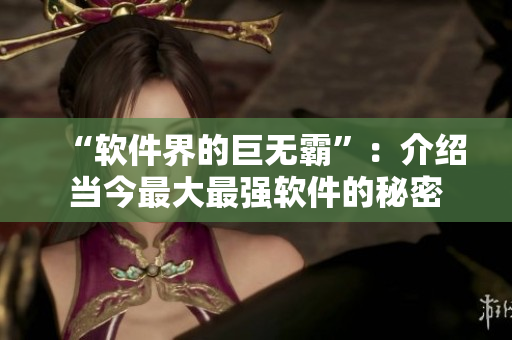 “软件界的巨无霸”：介绍当今最大最强软件的秘密