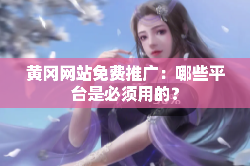 黄冈网站免费推广：哪些平台是必须用的？