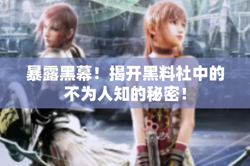 暴露黑幕！揭开黑料社中的不为人知的秘密！